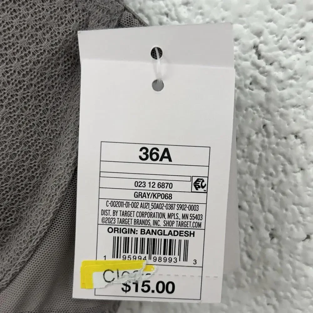 Auden Gray Lightly Lined Demi Coverage Racerback Bra (36A) - Picture 7 of 7